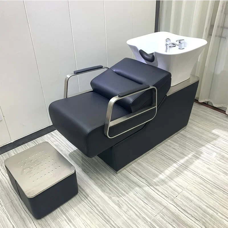 Modern Shampoo Backwash Unit Salon Furniture Barber Hair Washing Chair Lay Down Shampoo Bed