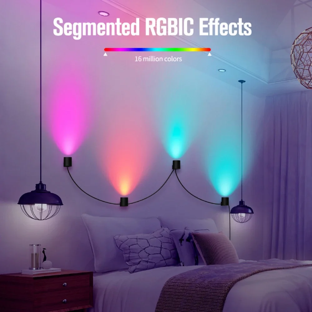 RGBIC-Applique Murale LED Intelligente Tuya WIFI, Luminaire Décoratif d'Nik, Spot Lumineux, Diviseur Musical, Fonctionne avec Alexa Google Assistant, 4 Paquets