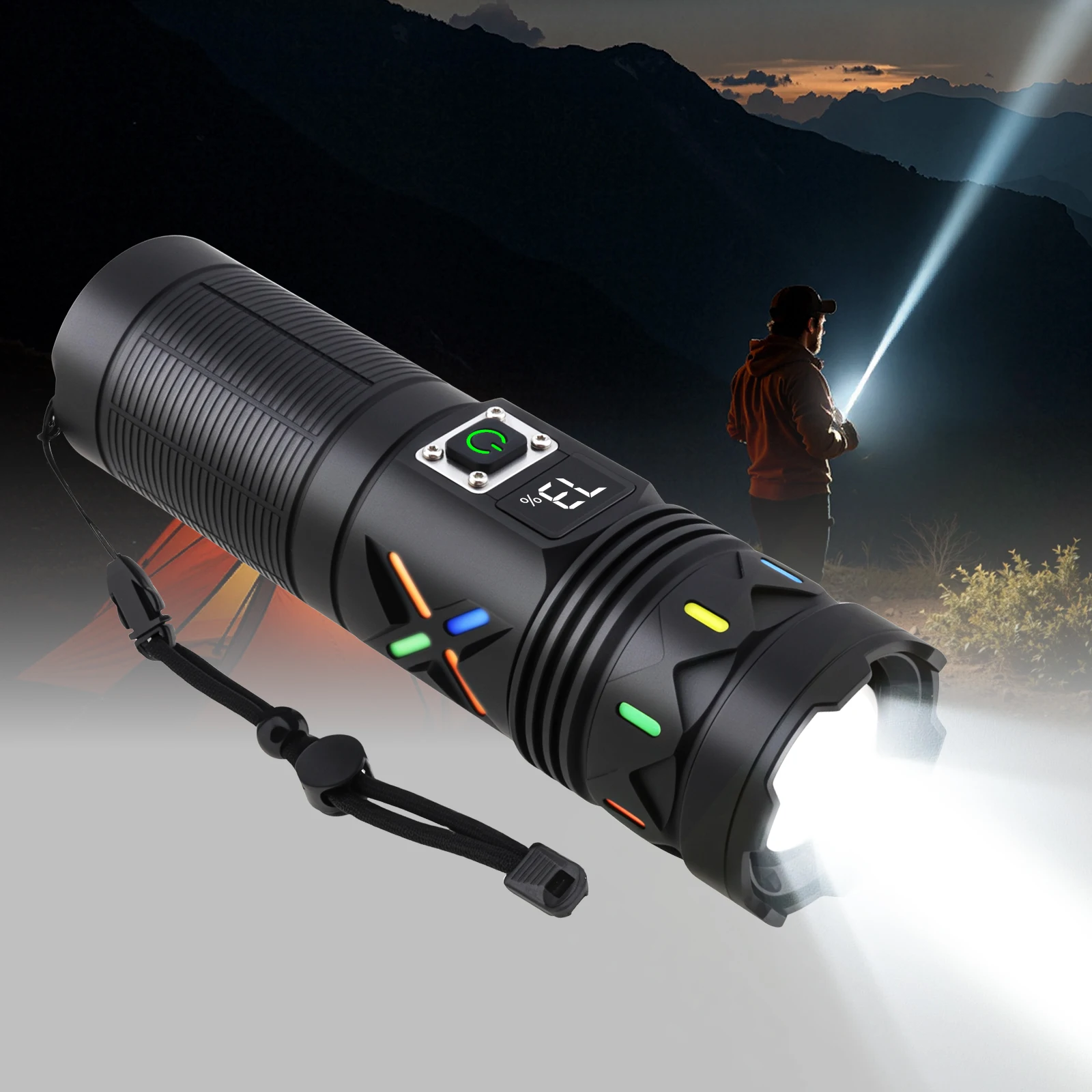 

50W 5000 Lumen Zoomable LED Flashlight Torc Lamp Rechargeable Super Bright 1500M Long Beam Waterproof 3 Modes LED Flash Light