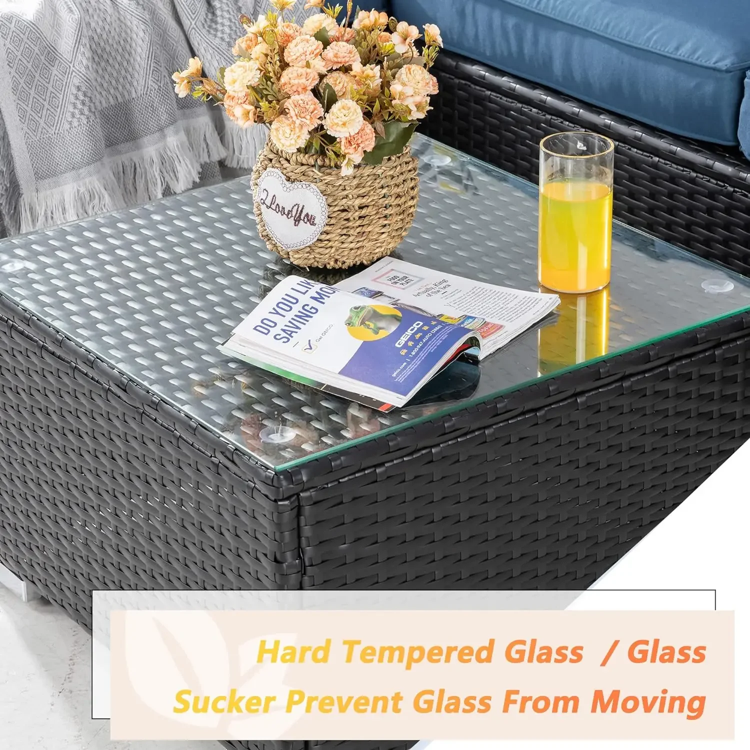 Outdoor Sets móveis secionais, All-Weather Pátio sofá secional Set com mesa de chá e almofadas, Upgrade