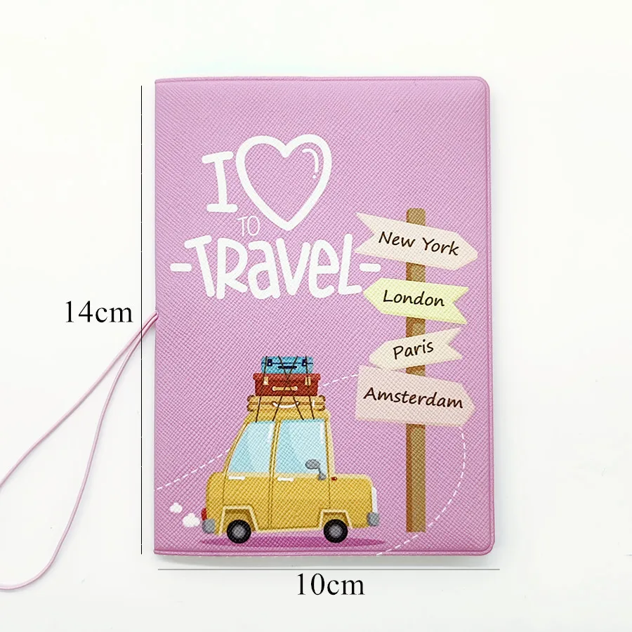 1 Piece I Love Travel Pu Passport Cover/Case Travel Accessories for Men or Women