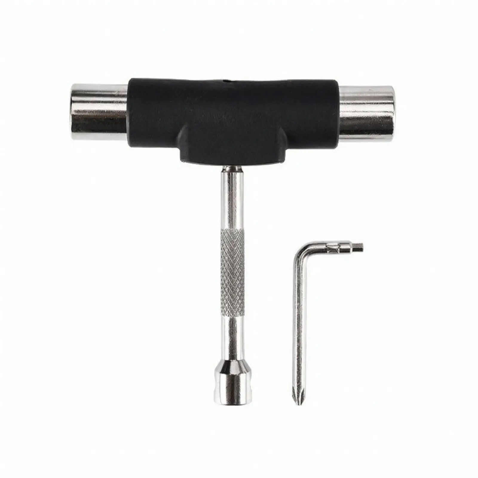 Universal Skateboard T Tool | Knurled Non-Slip Shaft, multi-functional Socket Sizes, Skateboard Tool with Hex Key, for park