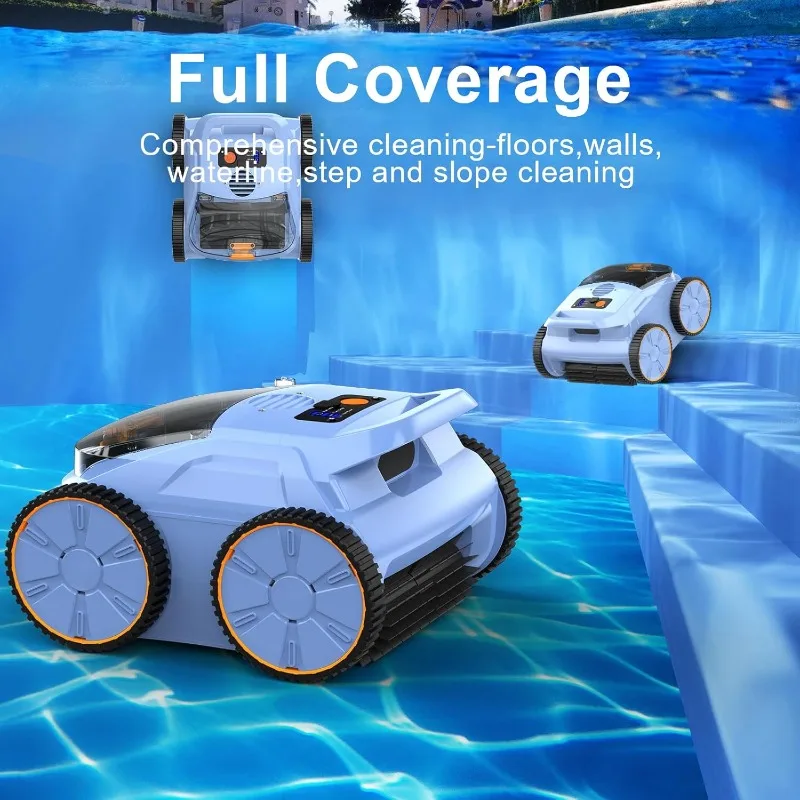 (2025 New) Robotic Pool Vacuum, Robotic Pool Cleaner for Inground Pools, Smart Navigation, Floor/Wall/Waterline Cleaning