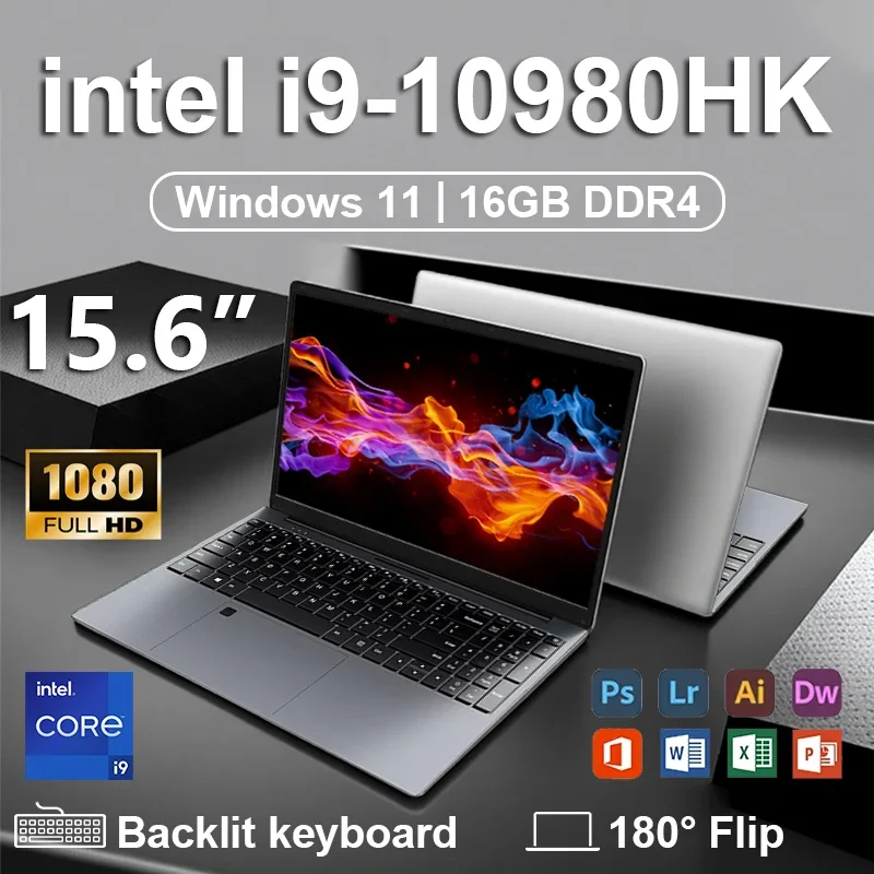 15.6' Intel Core I9 10980HK Windows 11 Pro Laptop Computer 32GB RAM 512GB 1TB 2TB SSD Portable Notebook PC Office Study Laptops