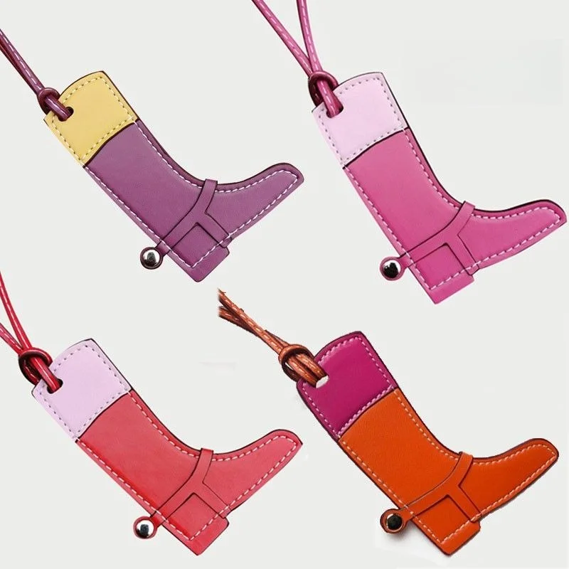 Cute Handmade Leather Boot Charm Basket Bag Pendant Women's Bag Pony Charm Car Hanging Ornament Trendy Keychain Gift