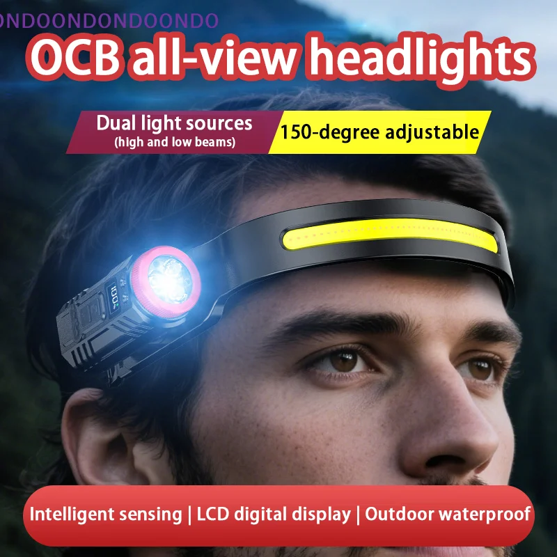 

COB Silicone Sensor Headlamp Outdoor Rechargeable LED Multi-Angle Floodlight Running Light