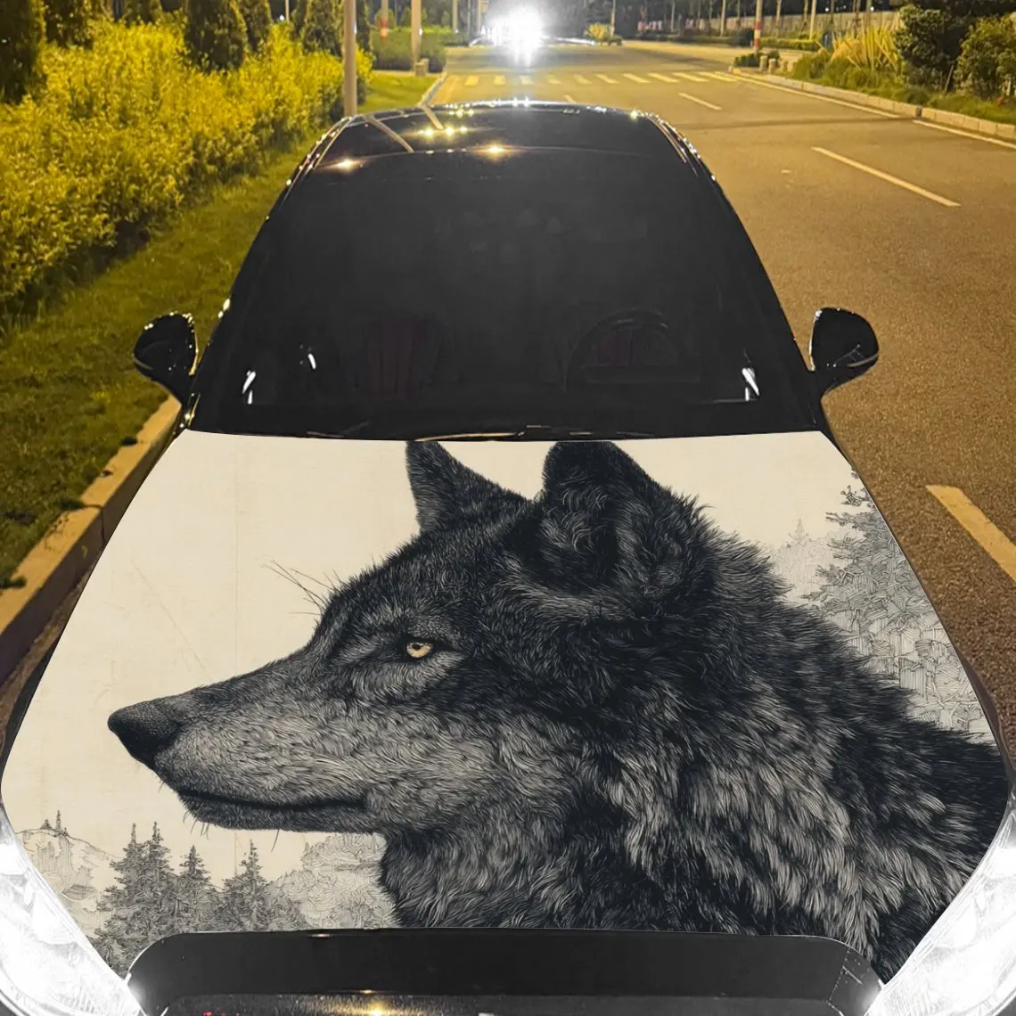 

Автомобильные наклейки с волком, набор против природного пейзажа, наклейка на капот автомобиля, водонепроницаемая самоклеящаяся виниловая графика, декабрь