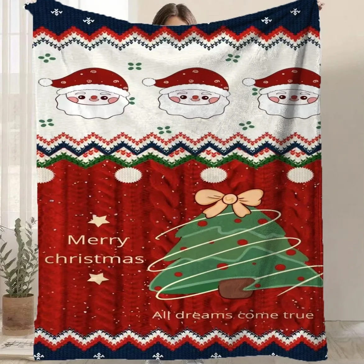 VIKAMA Pink Fair Isle Hearts Snowmen Soft Flannel Throw, Cozy Warm Plush Cover for Sofa Bed, Christmas Decor Gift for Family