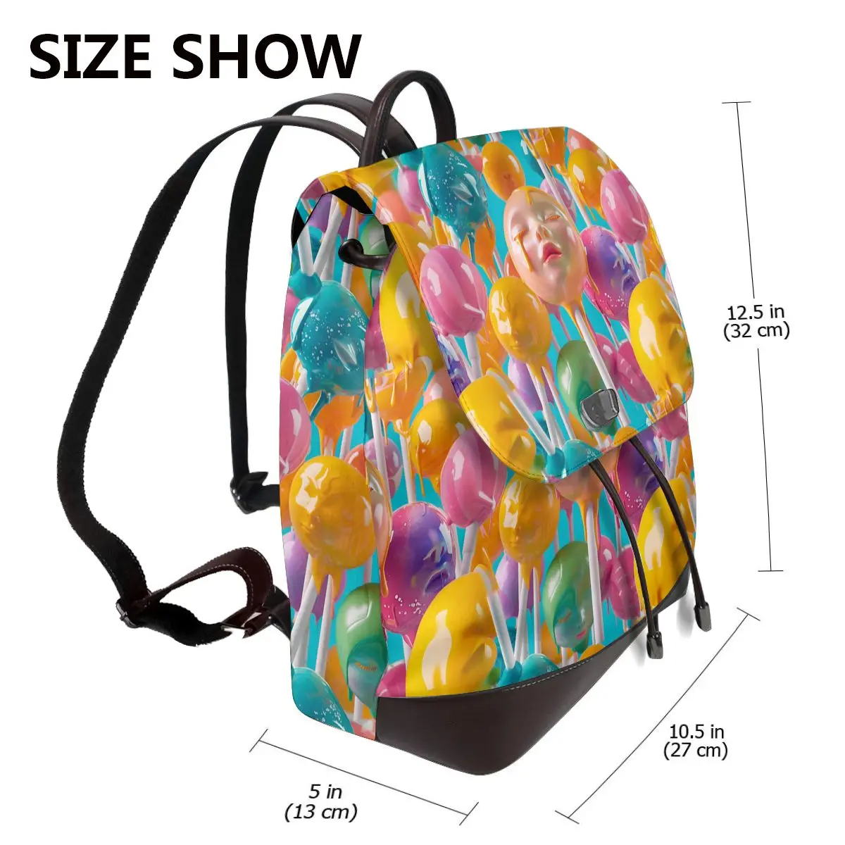 초현실적 드리핑 페이스 3D 패턴 새로운 핫 여성 백팩 디자이너 고품질 가죽 심플 패션 대용량 백팩