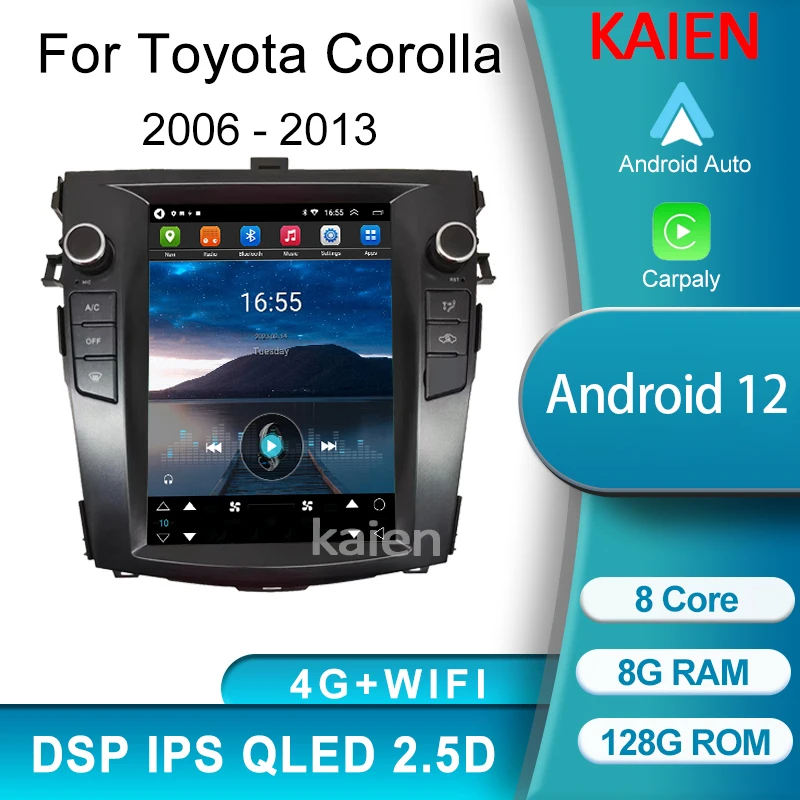 

Автомагнитола KAIEN для Toyota Corolla 2006-2013, Android, GPS-навигация, автомобильное радио, DVD, мультимедийный видеоплеер, стерео, Carplay, 4G, Wi-Fi, DSP