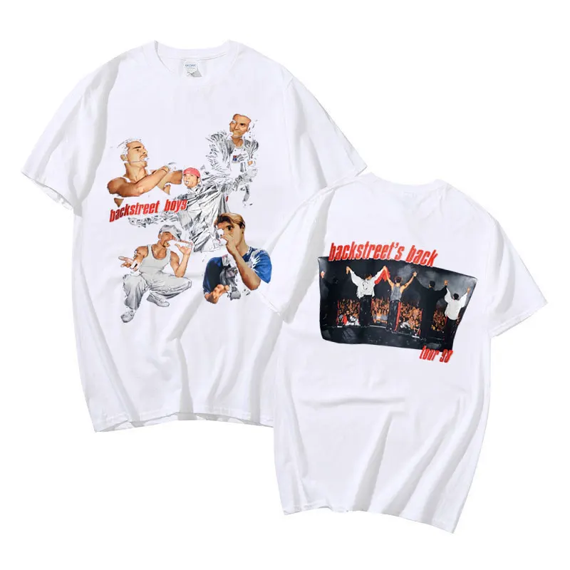 Vintage Backstreet Boys Back World Tour Print T Shirt Pop Music Boy Band Bsb Group T-shirts Men Women Hip Hop Oversized T Shirts