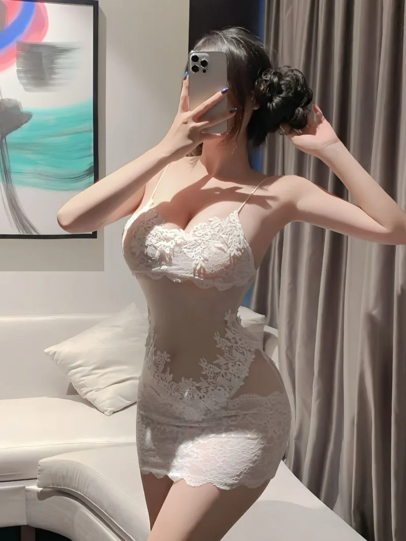 2025 Lace Mesh Patchwork Sheer Sleeveless Tube Top Bodycon Sexy Hot Girl Unique Solid Color Dress Short Skirt Women Elegant 3A6F