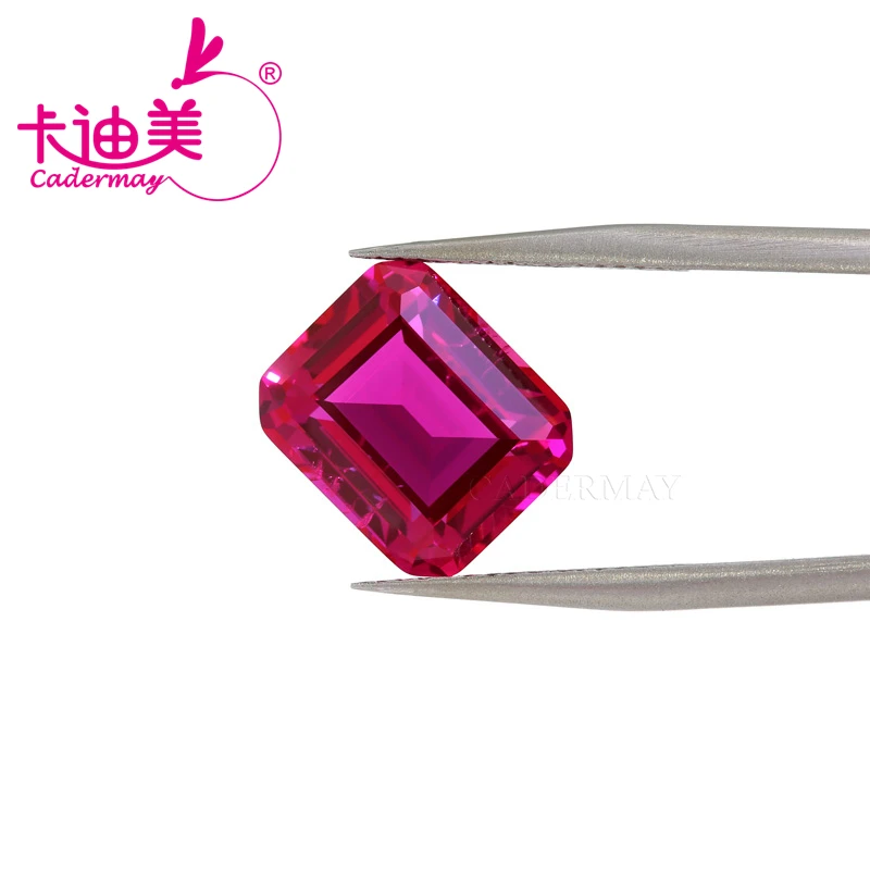 CADERMAY Emerald Cut Lab Grown Pink Ruby Loose Stones With Inclusion For Rings Necklace Customized Smart Jewelry