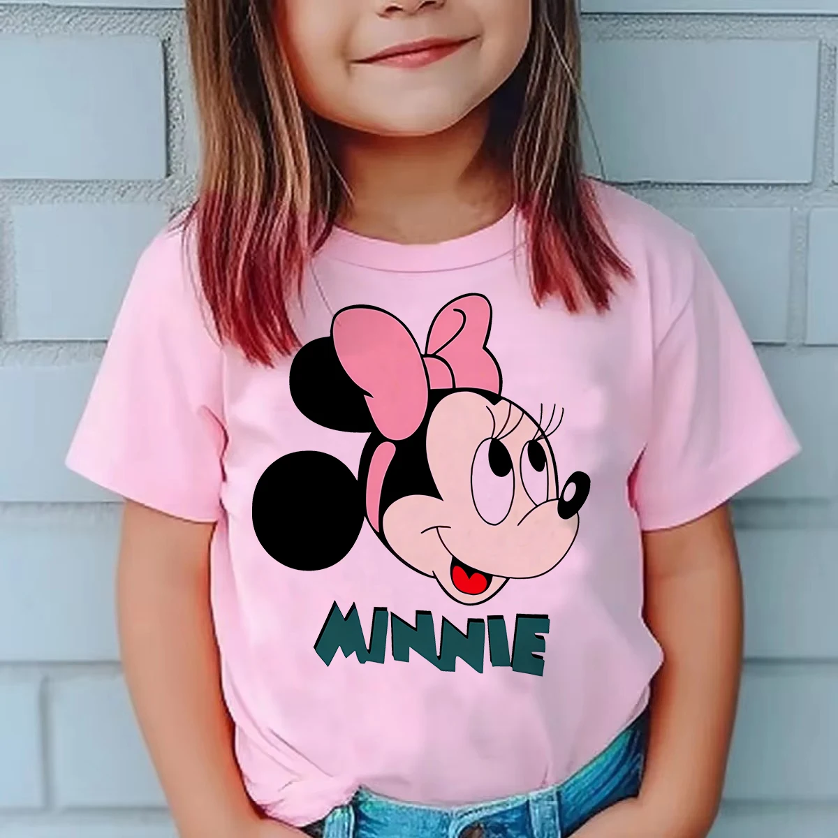 90s Y2k Funny Minnie T Shirt Children Top Manga Mickey Mouse Tshirt Ullzang Japanese Anime T-shirt Kids Girl Boy Tee