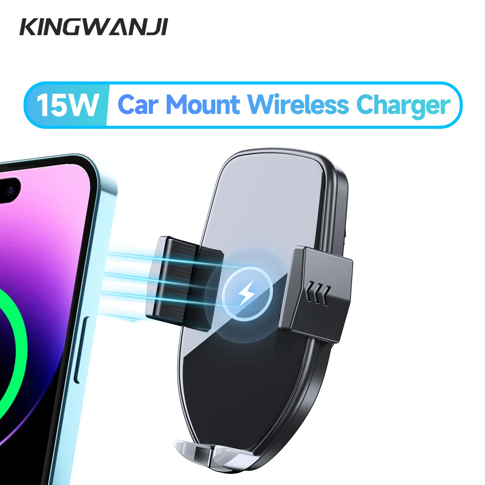 

Wireless Car Charger, 15W Fast Charging Auto Clamping Car Charger Phone Mount Phone Holder fit for iPhone Pro Max Xs, Samsung