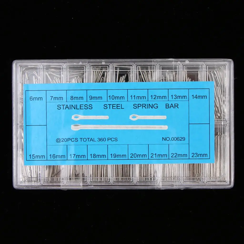 Pino de ligação de banda inoxidável 360pcs com caixa de armazenamento de plástico