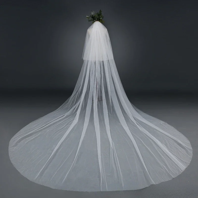 Bride Wedding Veil Widened Tailing Veil Photo Studio Photography Trip Shoot Plain Gauze 3 M 4 M 5 M Long Bare Yarn Hair Comb