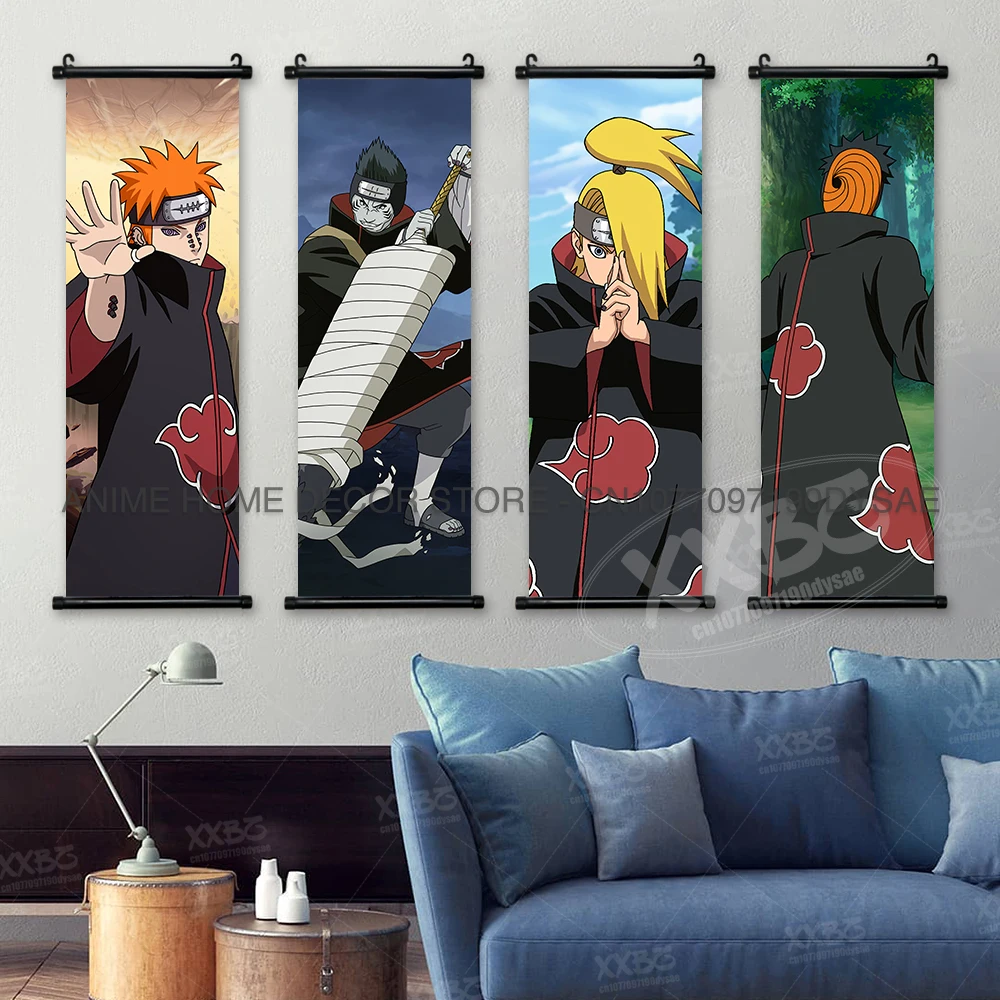 Naruto Posters Uchiha Itachi Hanging Paintings Pain Scrolls Picture Hatake Kakashi Home Decor Deidara Wall Art Namikaze Minato