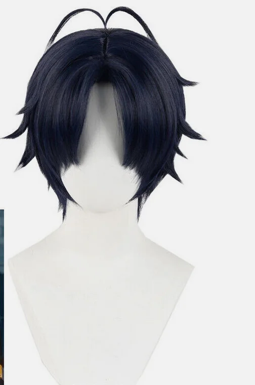 Zenless Zone Zero Harumasa Cosplay Wigs 30cm Short Dark Blue Synthetic Hair