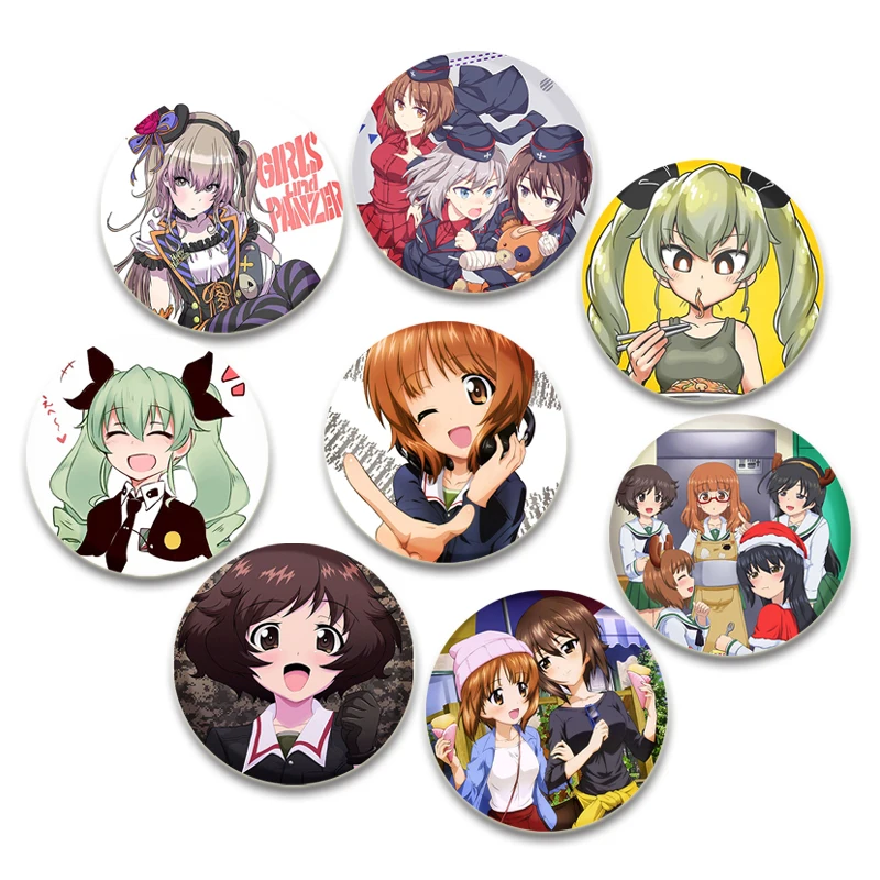 

Fans Collections Anime Garupan Brooches Nishizumi Miho/Akiyama Yukari Enamel Pins Backpack Collar Badge Cartoon Jewelry Gifts