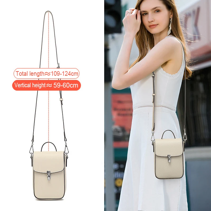 2024 New Korean Vertical Split Leather Handbag Lady Single Shoulder Crossbody Women Mini Phone Bags Female Small Underarm Bag