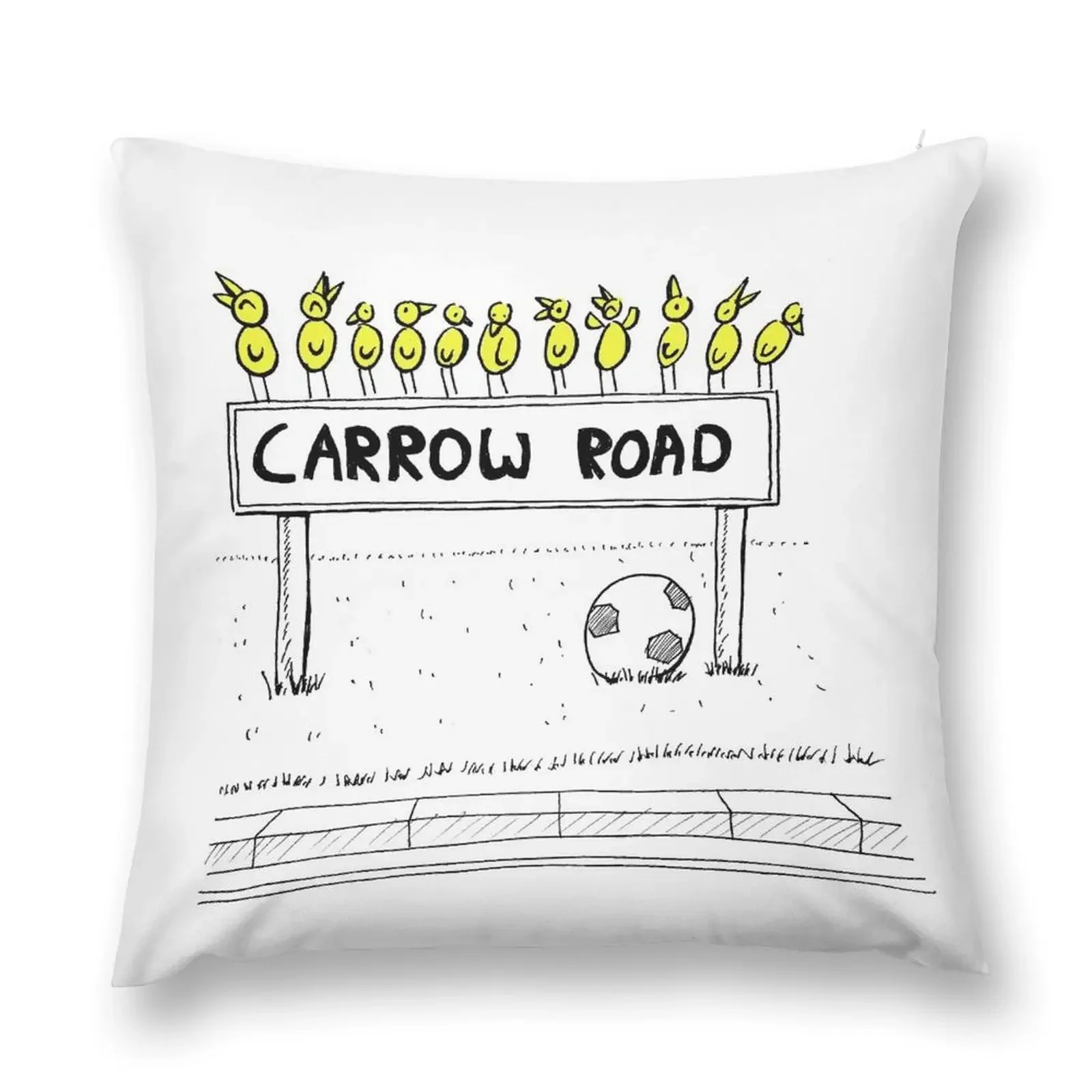 Carrow Road - Canary Cartoon (inspired by Norwich City FC) Throw Pillow Throw Pillow Christmas Pillow