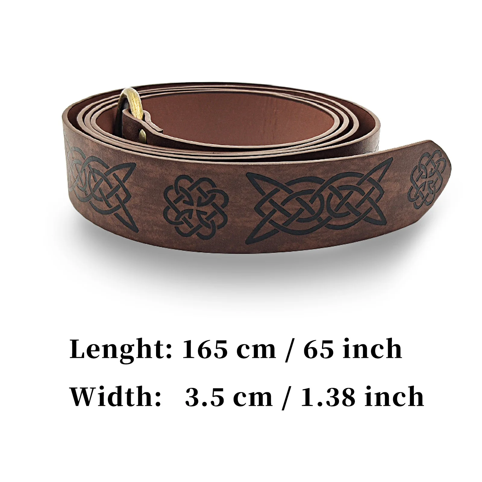 Viking Renaissance Belt Celtic Belt Men\'s Leather Medieval Waistband Adventure Warrior Embossed Cosplay Costume Accessories