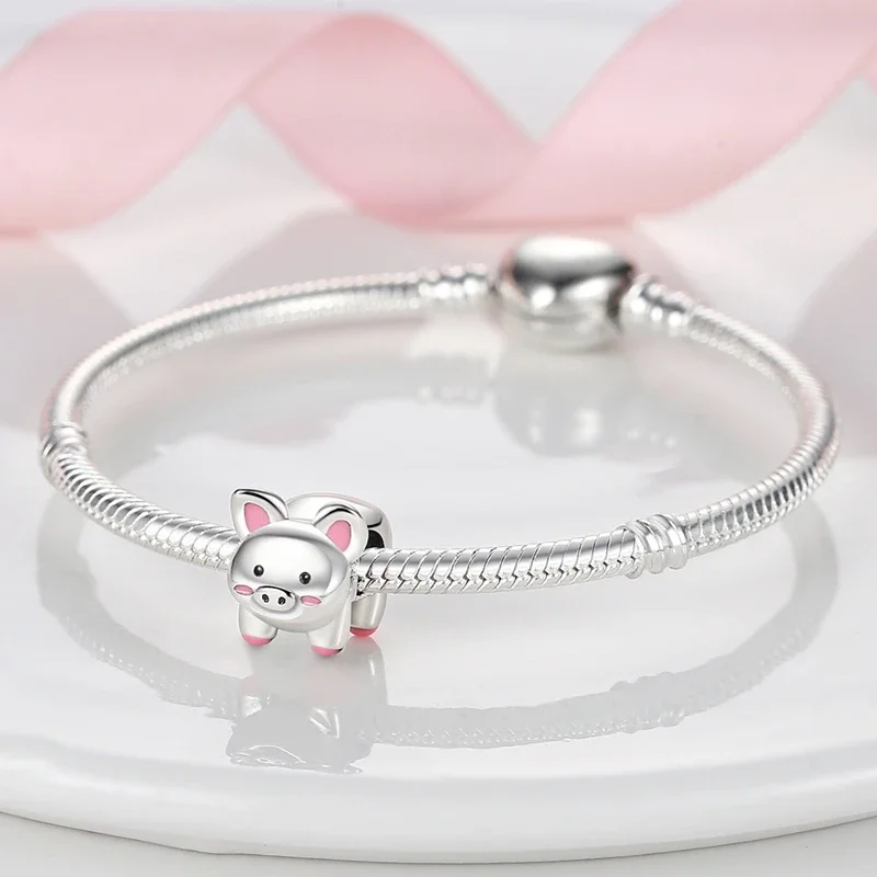 Novo 925 prata esterlina animal gato cão urso macaco elefantes contas originais para pandora encantos pulseiras feminino diy jóias presente