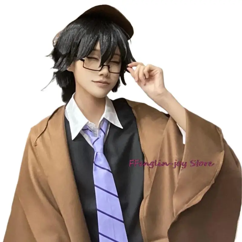 Anime Bungo Stray & Dogs Ranpo Edogawa Cosplay Costume Uniform Wig Hunting Dog Cloak Hat Glove Jacket Pants Tie view 2