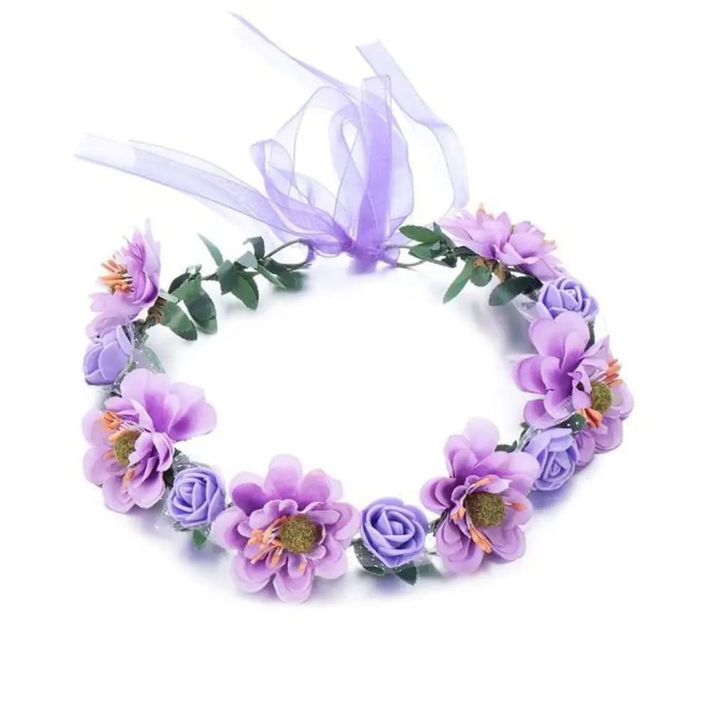 

New Hair Hoop Imitation Flower Headband Bride Wedding Rose Flower Women Headwear Flower Crowns Headband Floral Tiara Headband