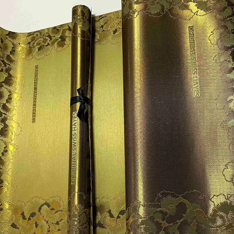 

New African SEGO Headtie Fabric Set, Gold Elegant & Soft Gele with Ipele for Wedding, Premium Aso Oke Asoebi Headwear TX-2-12