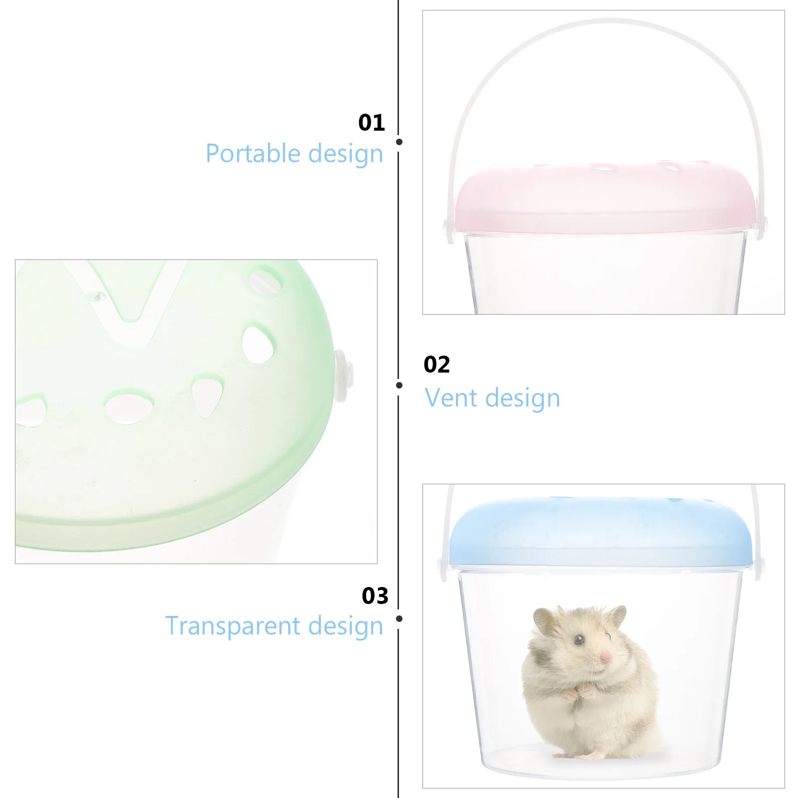 

3Pcs Portable Small Pets Carry Cases Handheld Pet Cage Transport Box Hamster Turtle Travel Outdoor Pet Supplies