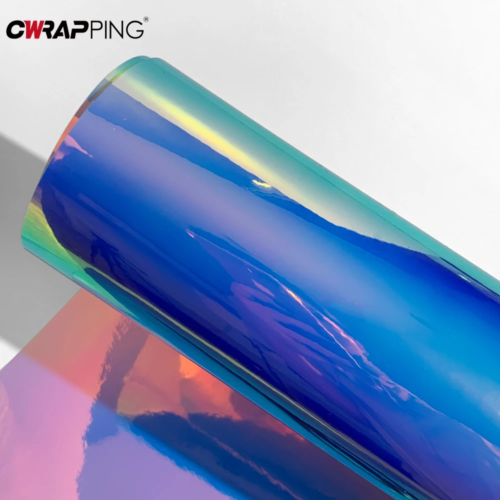 

Виниловая обертка для автомобиля Радужная гальваническая синяя пленка Водонепроницаемые внешние наклейки для автомобиля Упаковочные инструменты Винилы для украшения автомобиля