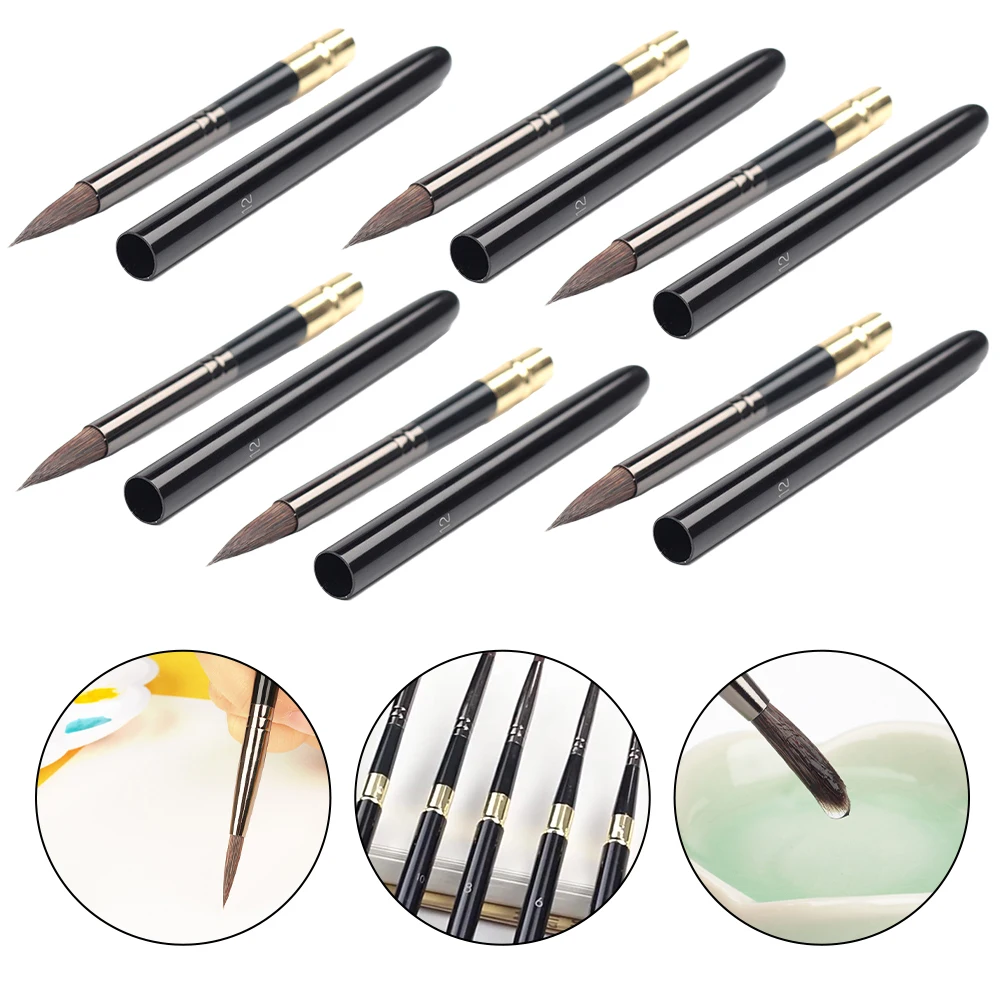 

7pcs Watercolor Painting Brushes Oil Art Paint Pens Metal Handle Weasel Tail Drawing Set For School Travel Home
