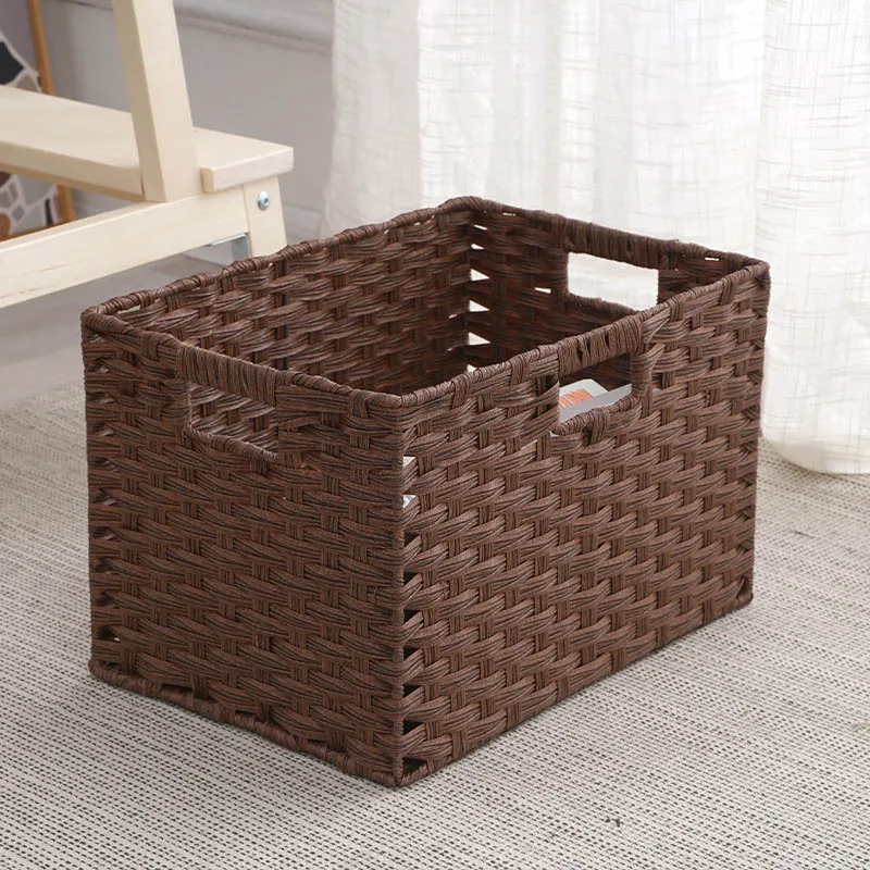 2025 New Rattan Weaving Japanese Baskets Desktop Storage  Bins with Handle Toys Clothes Food Cabinet Sundries Organizer Boxes