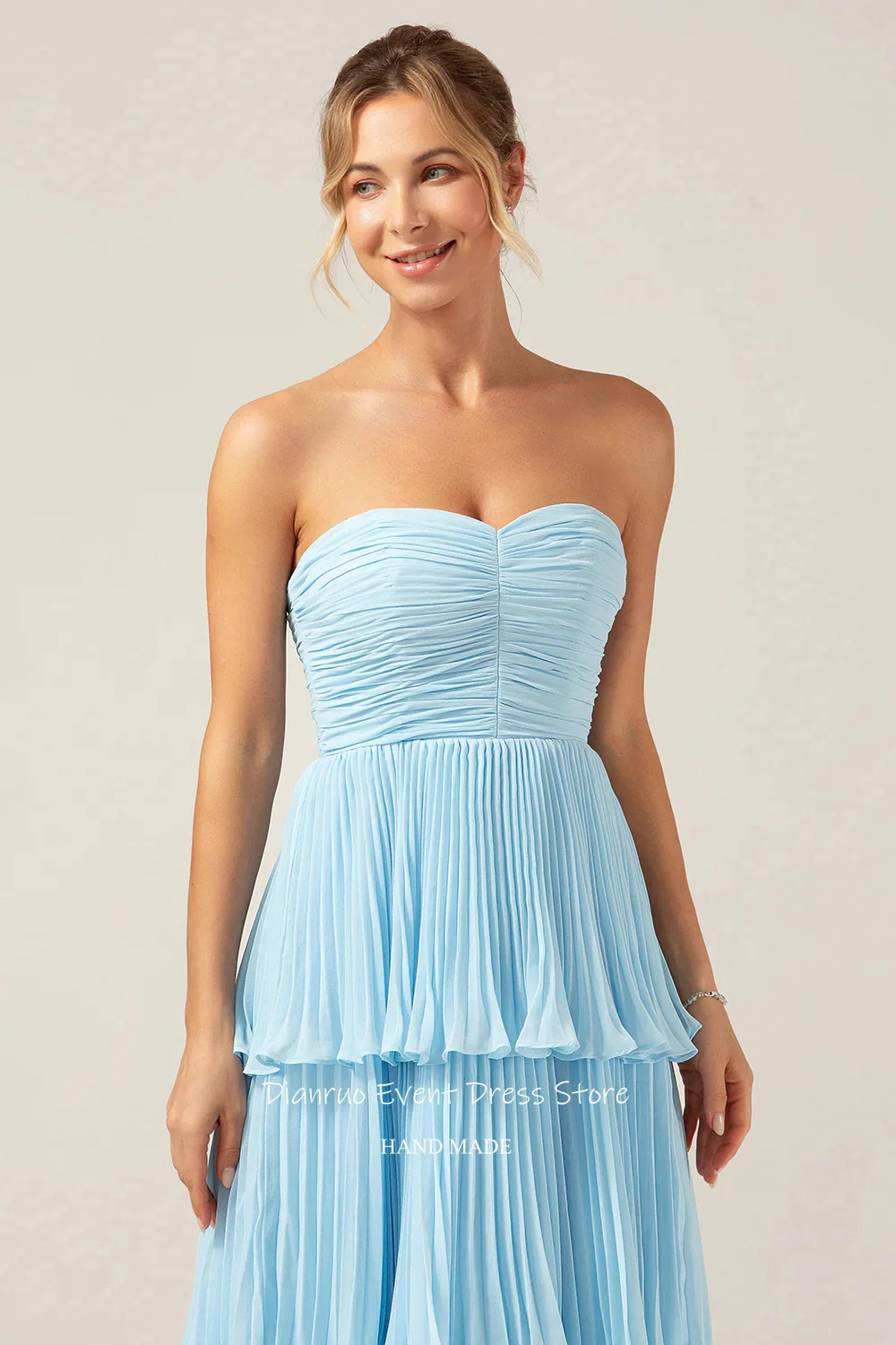 Dianruo Sweetheart Tiered Zoom Avondjurken Een Lijn Geplooide Chiffon Jurken Voor Vrouwen Mouwloze Prom Jassen 2025, Aangepast