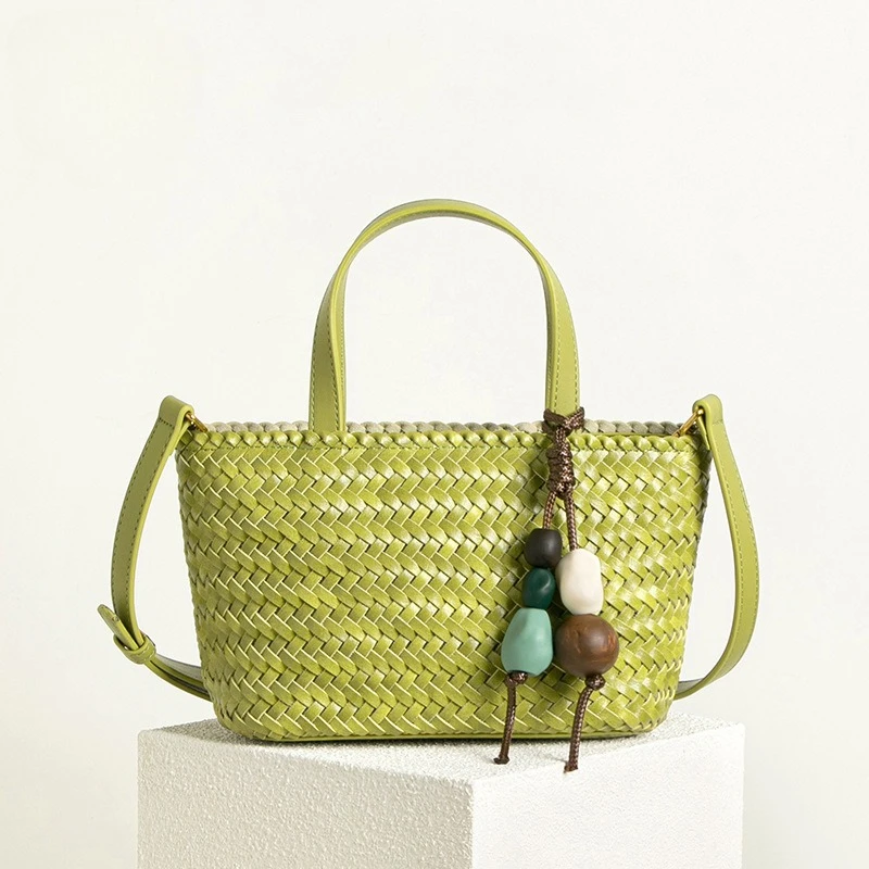 ZR DIARY Holiday Tote Bags Women PU Leather Woven Handbags Ladies Large Capacity Bags Handmade B2565