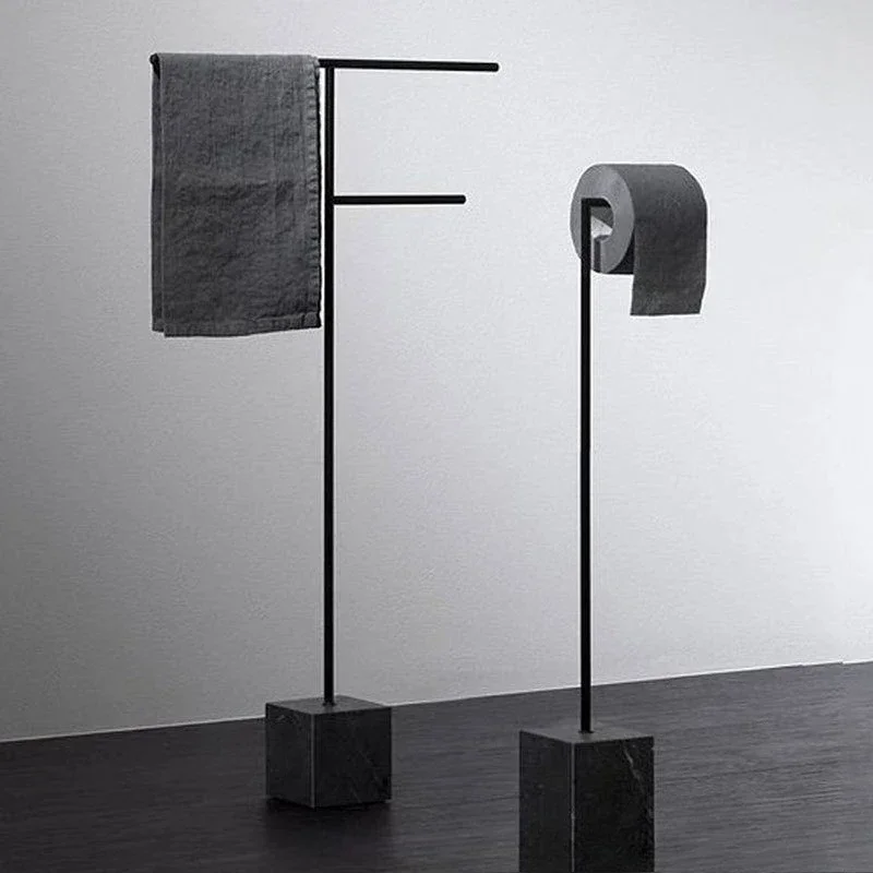 Shelf Marble Towel Rack Black Stainless Steel Rack