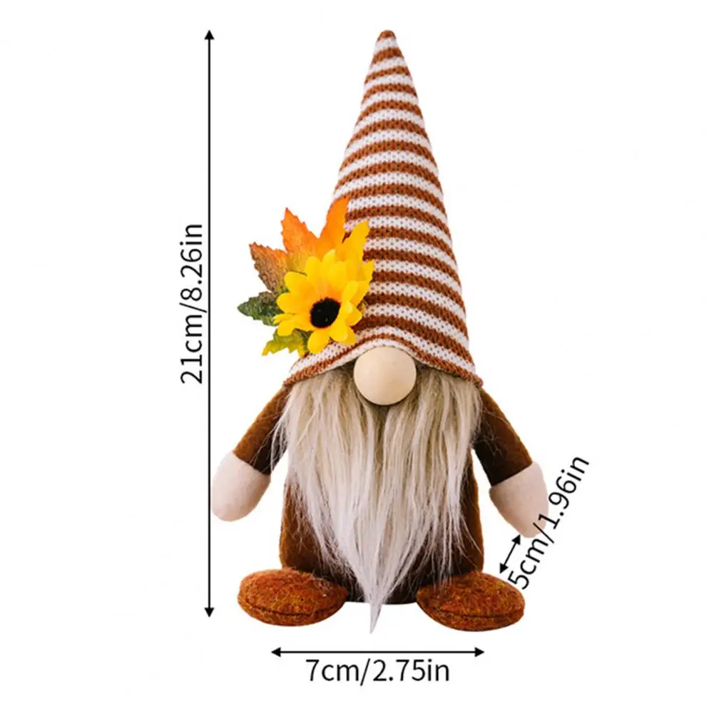 Whimsical Fall Gnome Figurine Handmade Fall Gnome Plush Doll with Sunflower Hat Scandinavian Farmhouse Thanksgiving for Home