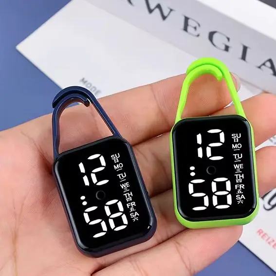 Keychain LED Digital Electronic Watch Luminous Function Children Gifts Multifunctional Hanging Watch Pocket Watches