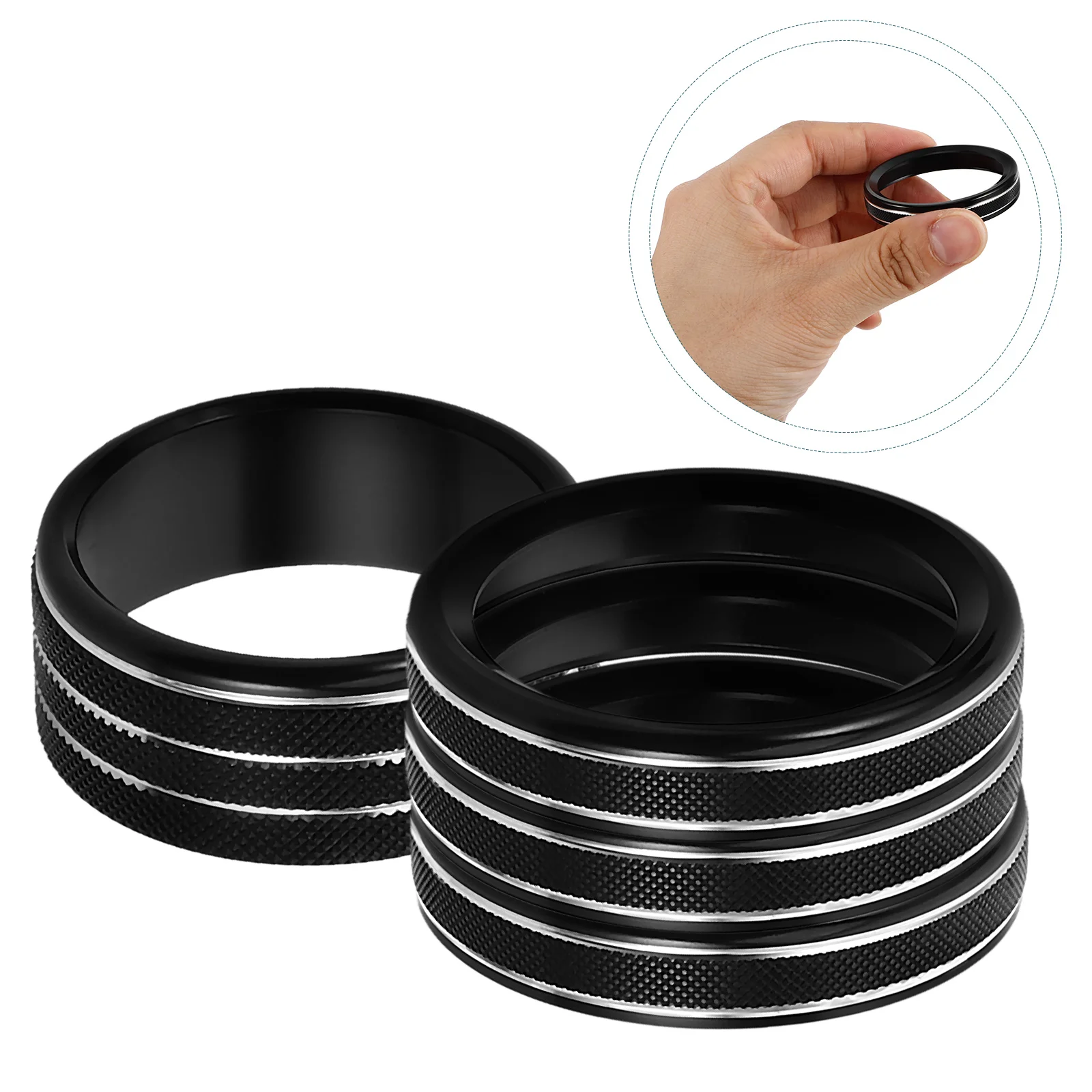 

4pcs Aluminum Alloy Knob Ring Trim Black Air Conditioner Switch Button Cover For 2018-2022 Jlu Car Interior