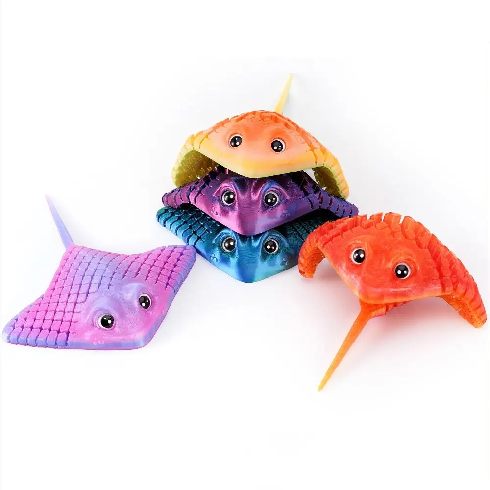 Plastic 3D Printed Aquatic Animal Figurine Multi-jointed Movable Bionic Manta Ray Stingray 10 Colors Animal Simulation Model