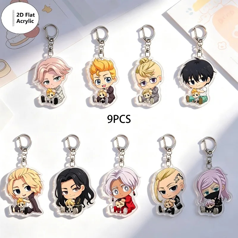 9 Stück/Set Anime Schlüsselanhänger Tokyo Revengers Acryl Damen-Accessoires Niedlicher Taschenanhänger Schlüsselkette Geschenke Großhandel
