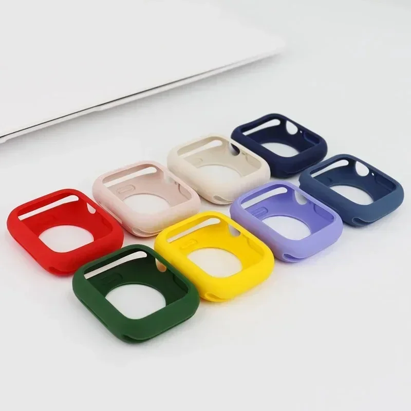 Coque en silicone pour Apple Watch Cover, Soft Bumper Protective, IWatch Series 10, 9, 8, 7, 6, 3, SE, 42mm, 46mm, 45mm, 44mm, 41mm, 40mm