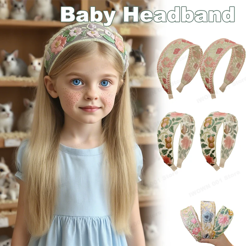 ฤดูร้อนใหม่เย็บปักถักร้อย Rose ดอกไม้ Hairband ลูกไม้หวานกว้าง Brimmed Headbands Headwear สําหรับสาวเด็กอุปกรณ์เสริมผม