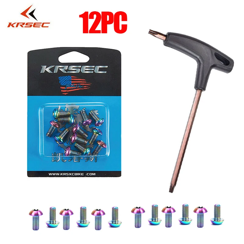 KRSEC-pernos de Rotor de freno de disco de bicicleta M5 * 10 T25, tornillos de freno para bicicleta de montaña y carretera, llave para frenos de disco de montaña, pieza de bicicleta