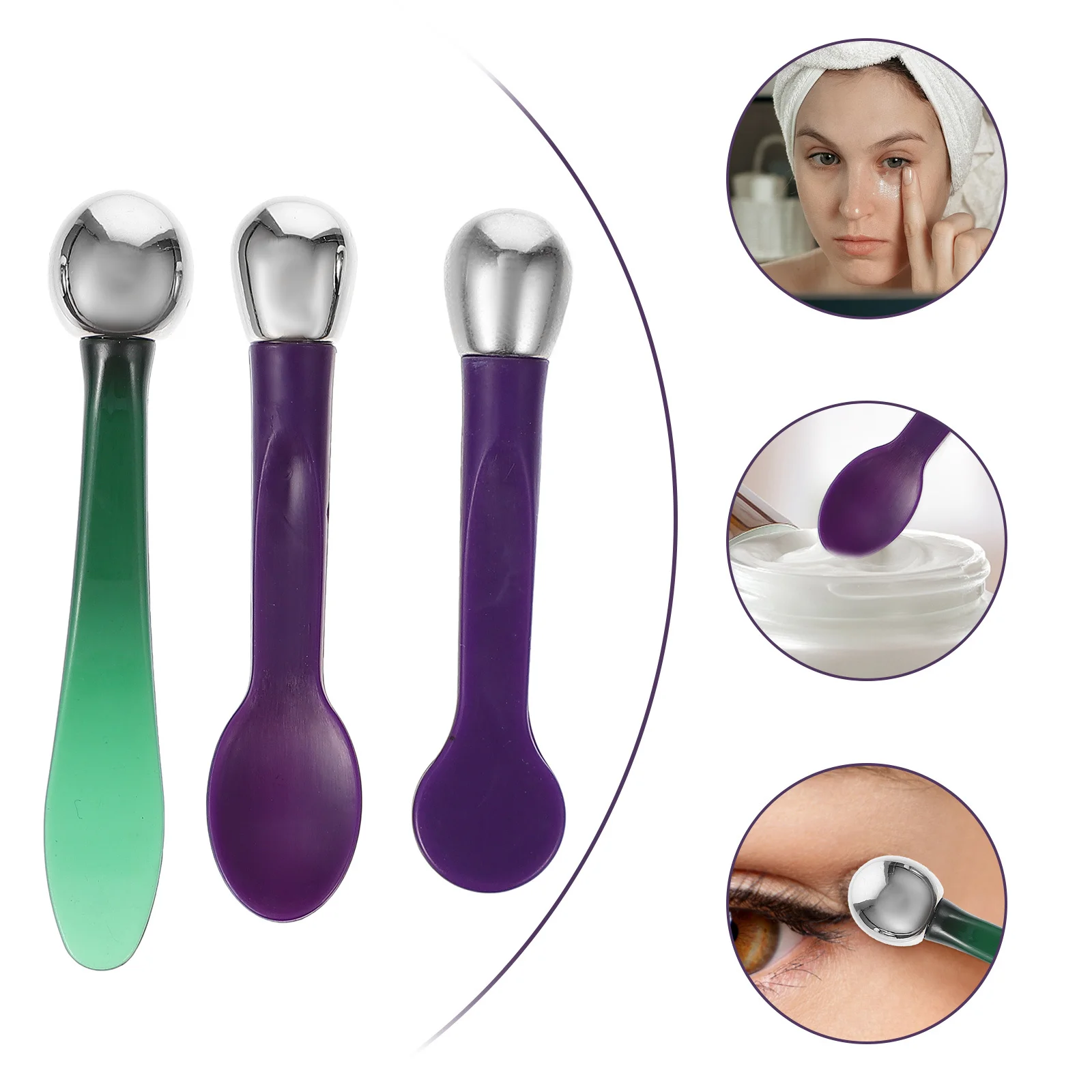 

3pcs Face Eye Tightening Kit Portable Eye Massage Stick Beauty Spoon For Dark Circle Reducer Makeup Tool Skincare Device