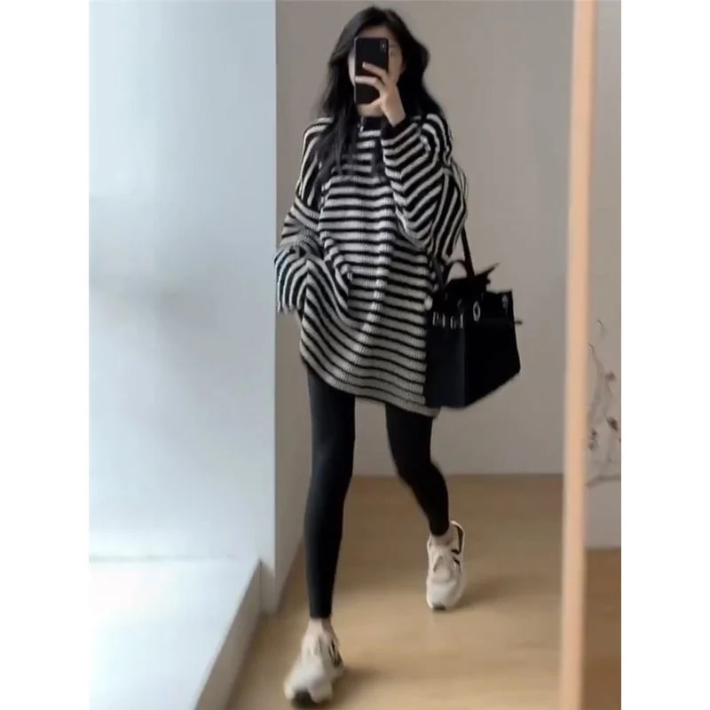 

100% чистый кашемир, толстый круглый вырез, полосатый низ, длинный свитер, юбка, кашемировый свитер, вязание.