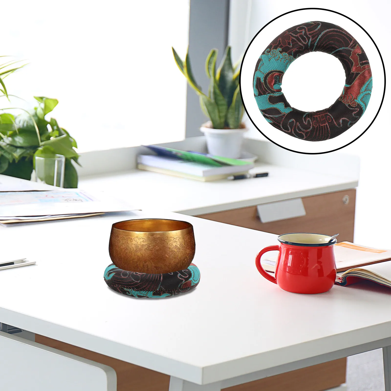 Nepal Singing Bowl Cushion Round Pillow Anti-Slip Meditation Mat Sound Therapy Crystal Singing Bowl Chakra Pad