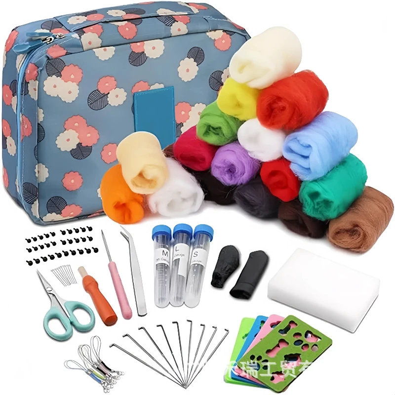 

176-piece DIY wool felt stamping fun kit with materials package - wool strips, felt, handmade set for crafting